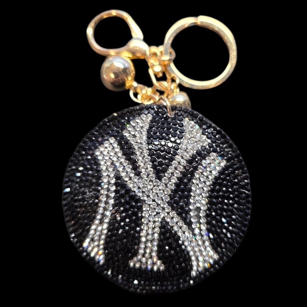 New York Yankees Baseball Rhinestone Bag Charm Keychain